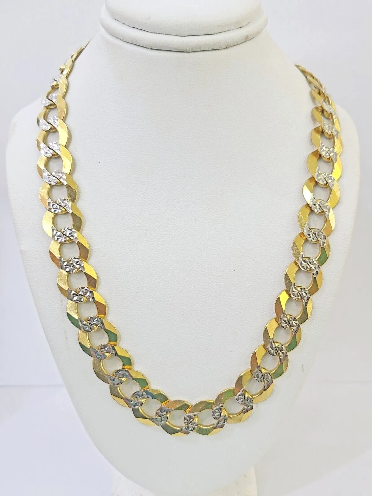 Real 10k Yellow Gold Cuban Curb Link Chain 12mm 28" Gold Diamond cut