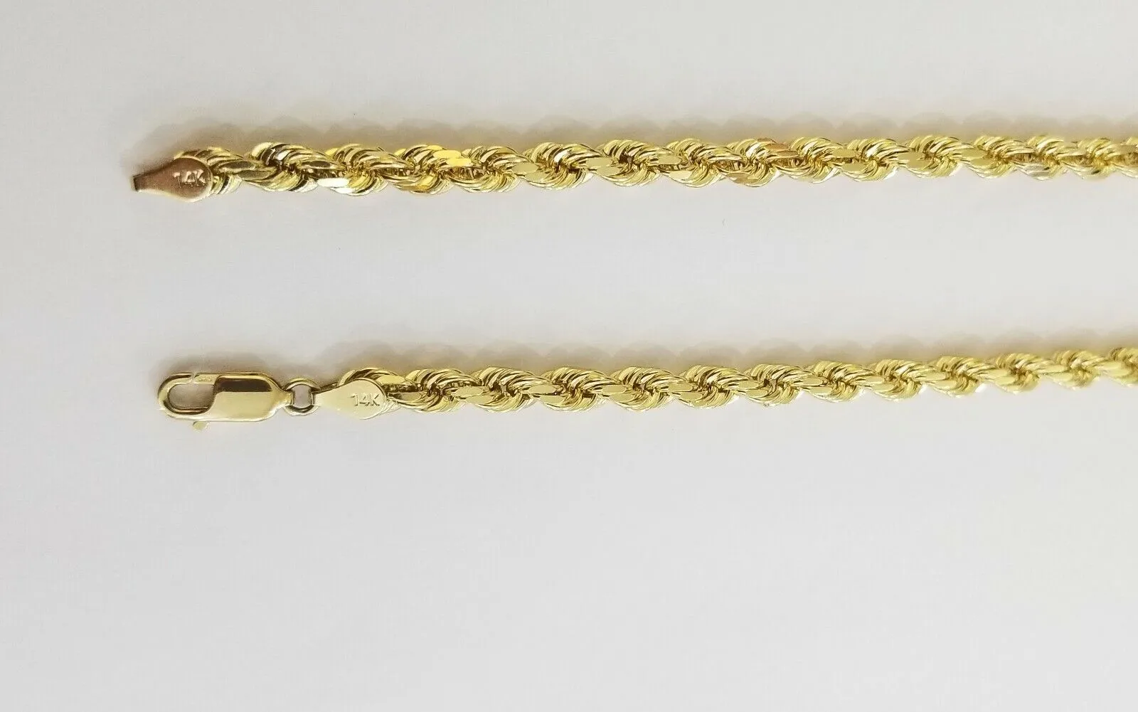 Real 14K SOLID Yellow Gold Rope Chain 5mm 24 Inches necklace Lobster Lock 14kt