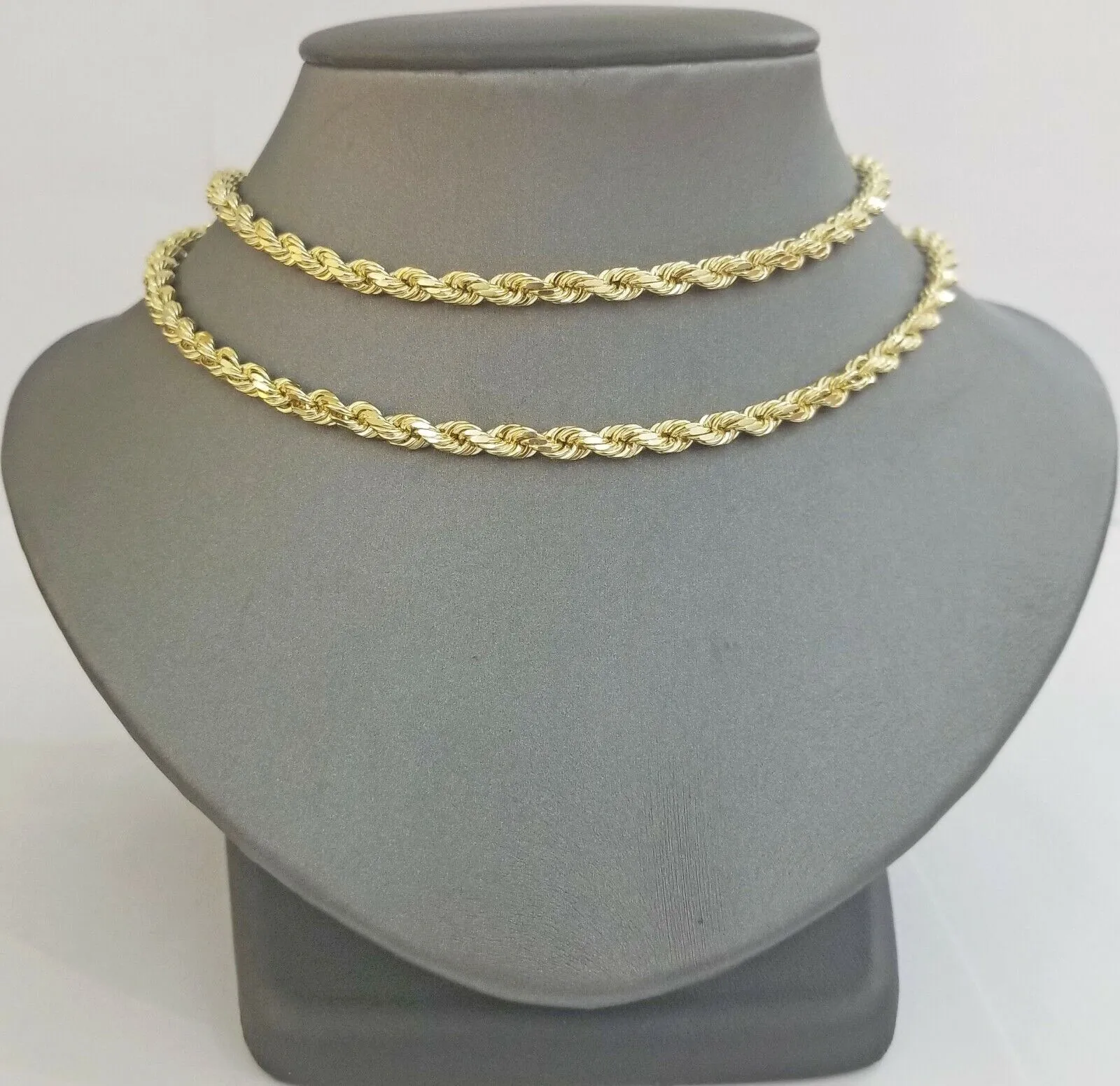 Real 14K SOLID Yellow Gold Rope Chain 5mm 24 Inches necklace Lobster Lock 14kt