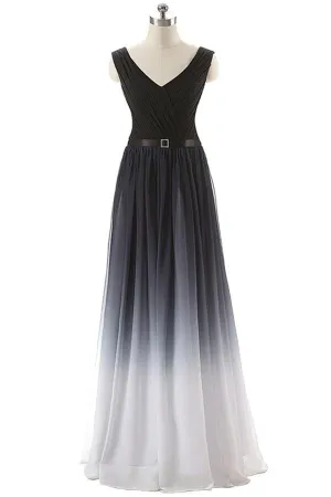 Real Beauty Gradient Chiffon Back Up Lace Prom Dress OK6