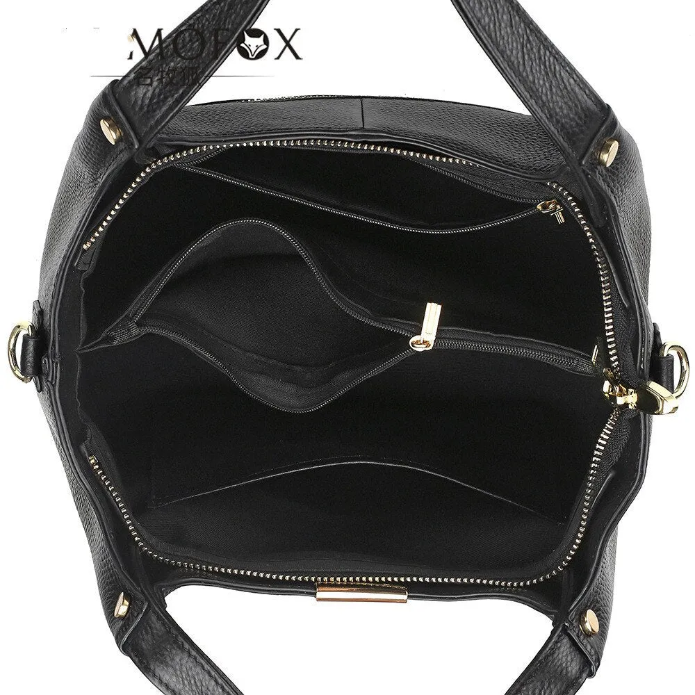 Real Leather Soft Cow Skin Women Handbag Large OL Totes