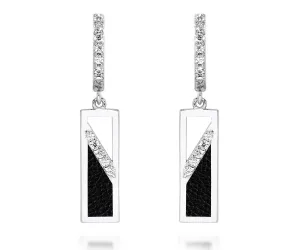Rectangle Leather Inlay Earrings