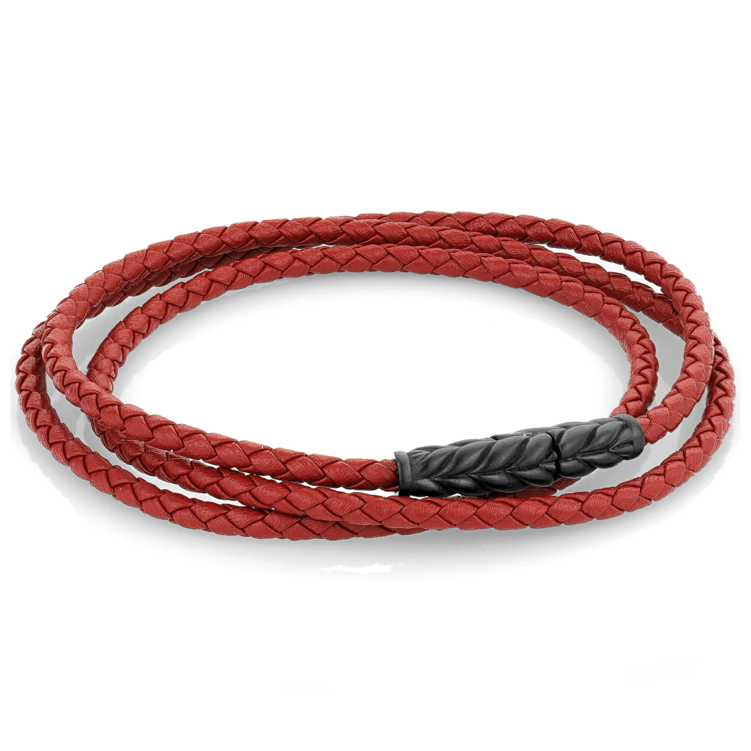 Red Leather Wrap Bracelet