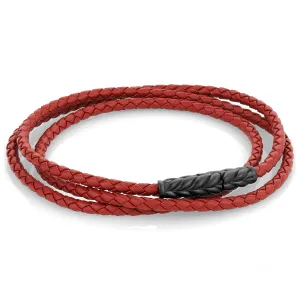 Red Leather Wrap Bracelet