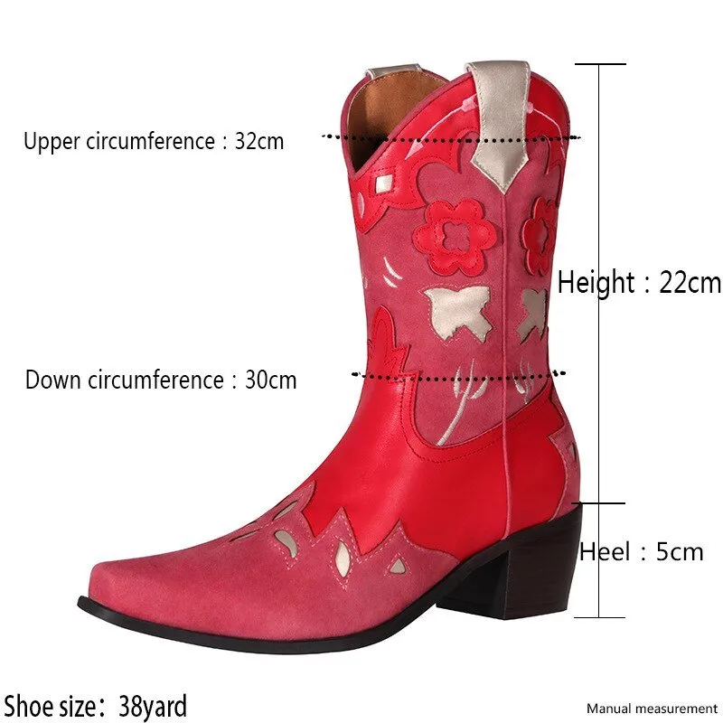 Retro Vintage Red fashion Shoes Square Heel Big Size Women Shoes