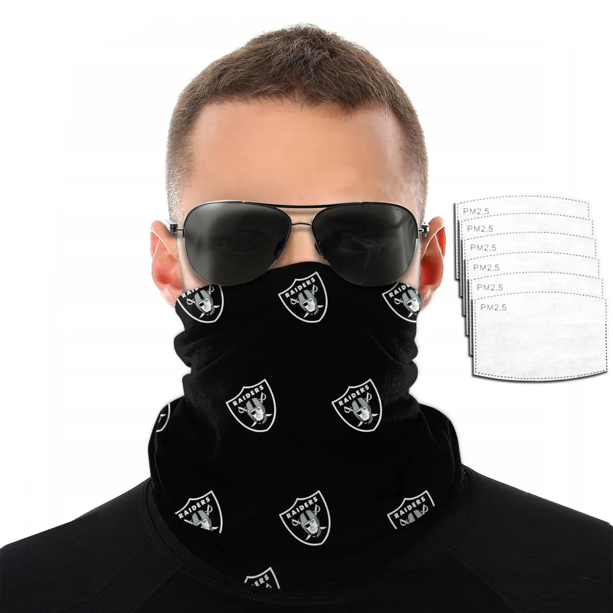Reusble Mouth Cover Bandanas Oakland Raiders Variety Head Scarf Face Mask With PM 2.5 Filter