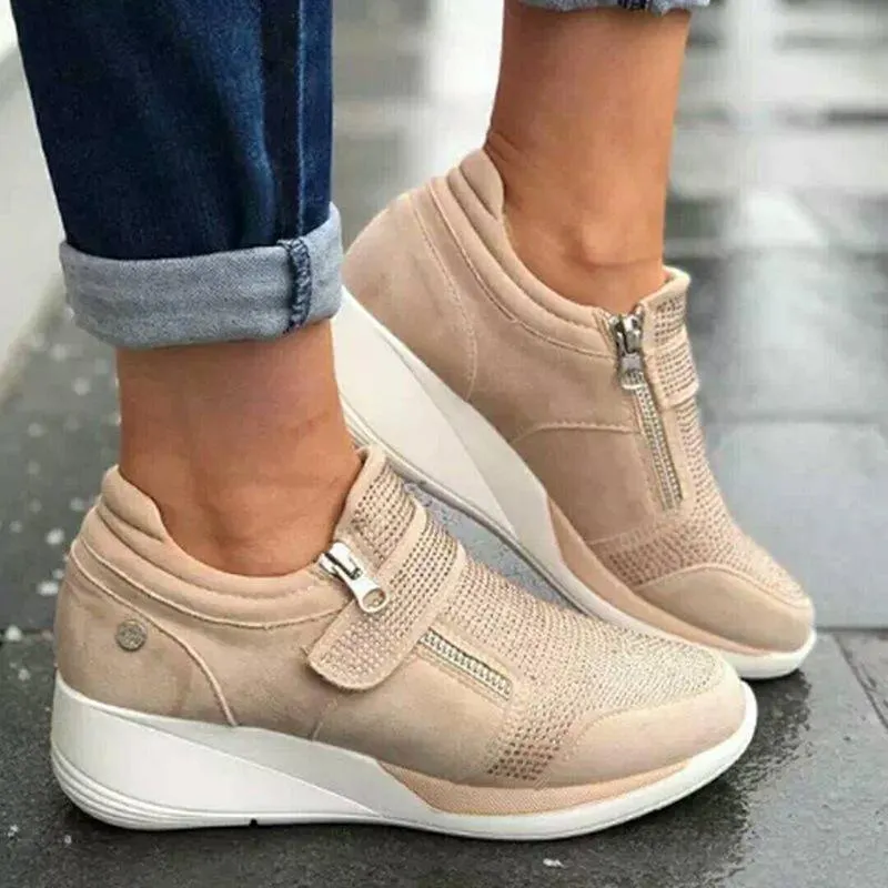 Rhinestone Velcro Breathable Casual Sneakers