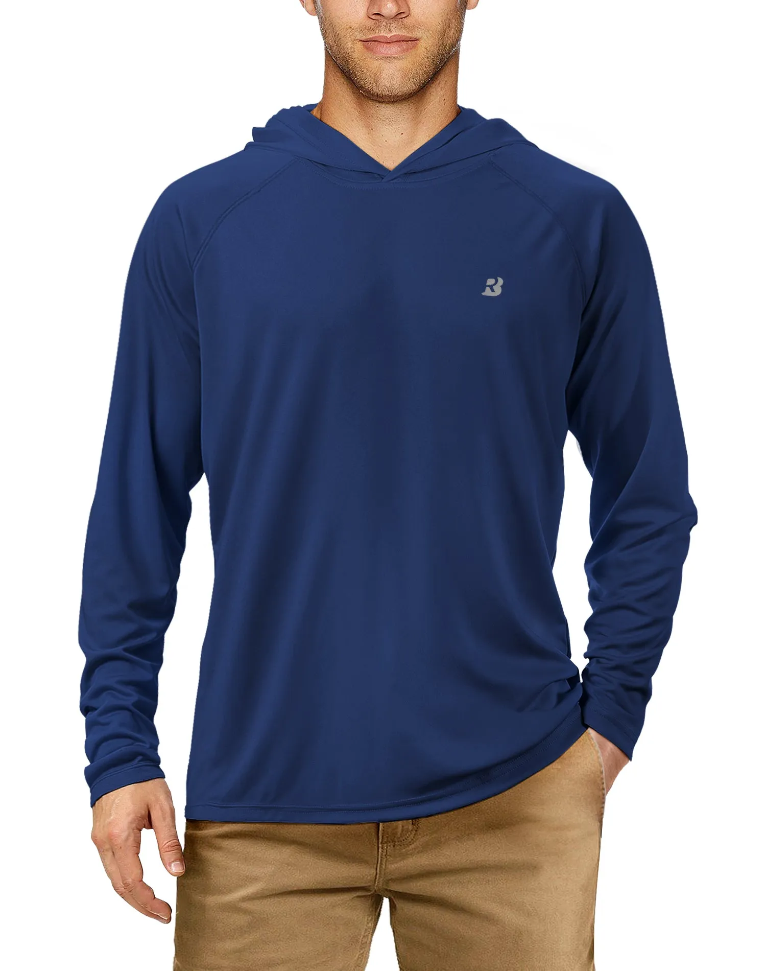 Roadbox Men's UPF 50  Sun Protection Long Sleeve Hoodie Shirt Outdoor UV Fishing Shirts for Workout, Running, Fishing, Hiking