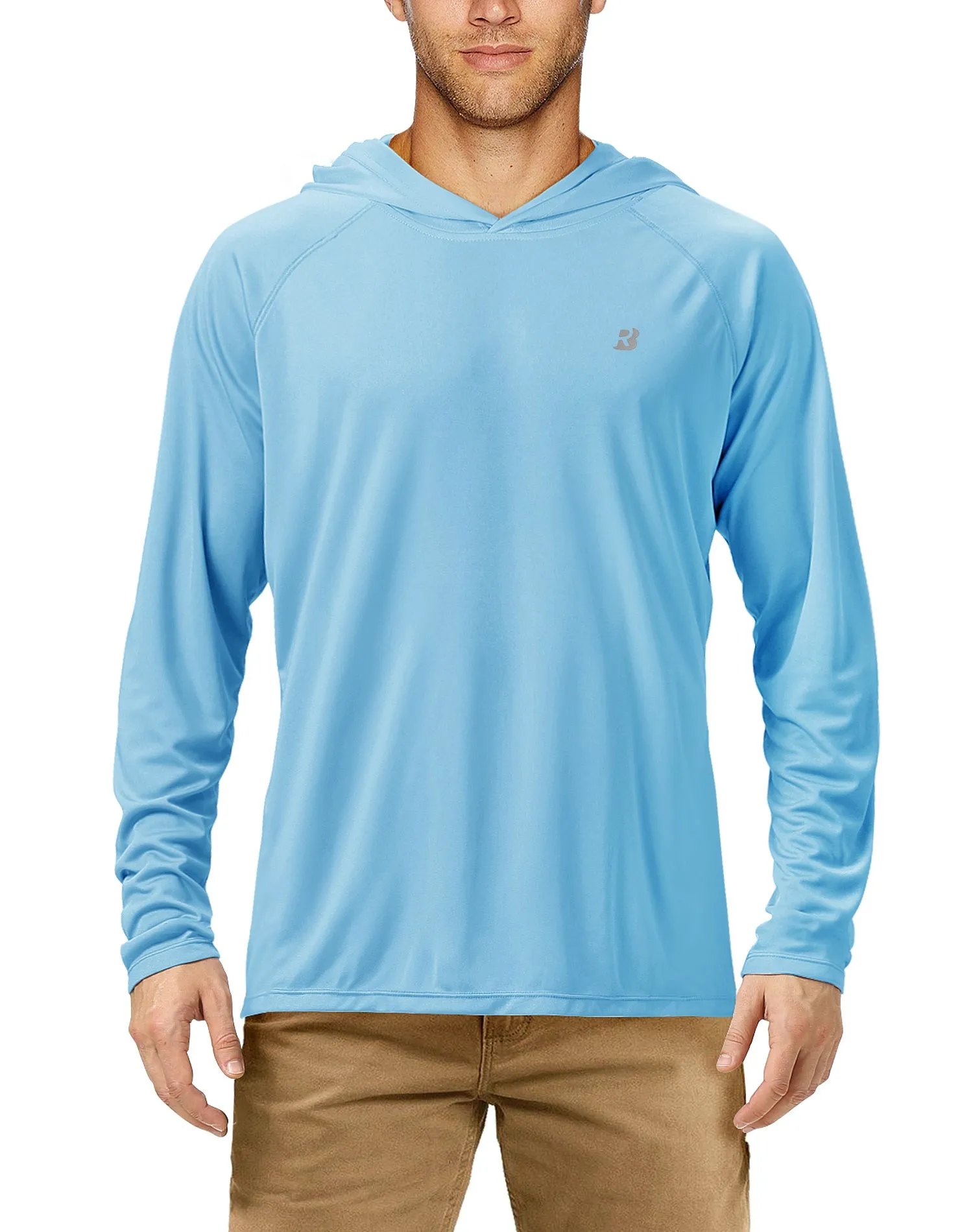 Roadbox Men's UPF 50  Sun Protection Long Sleeve Hoodie Shirt Outdoor UV Fishing Shirts for Workout, Running, Fishing, Hiking