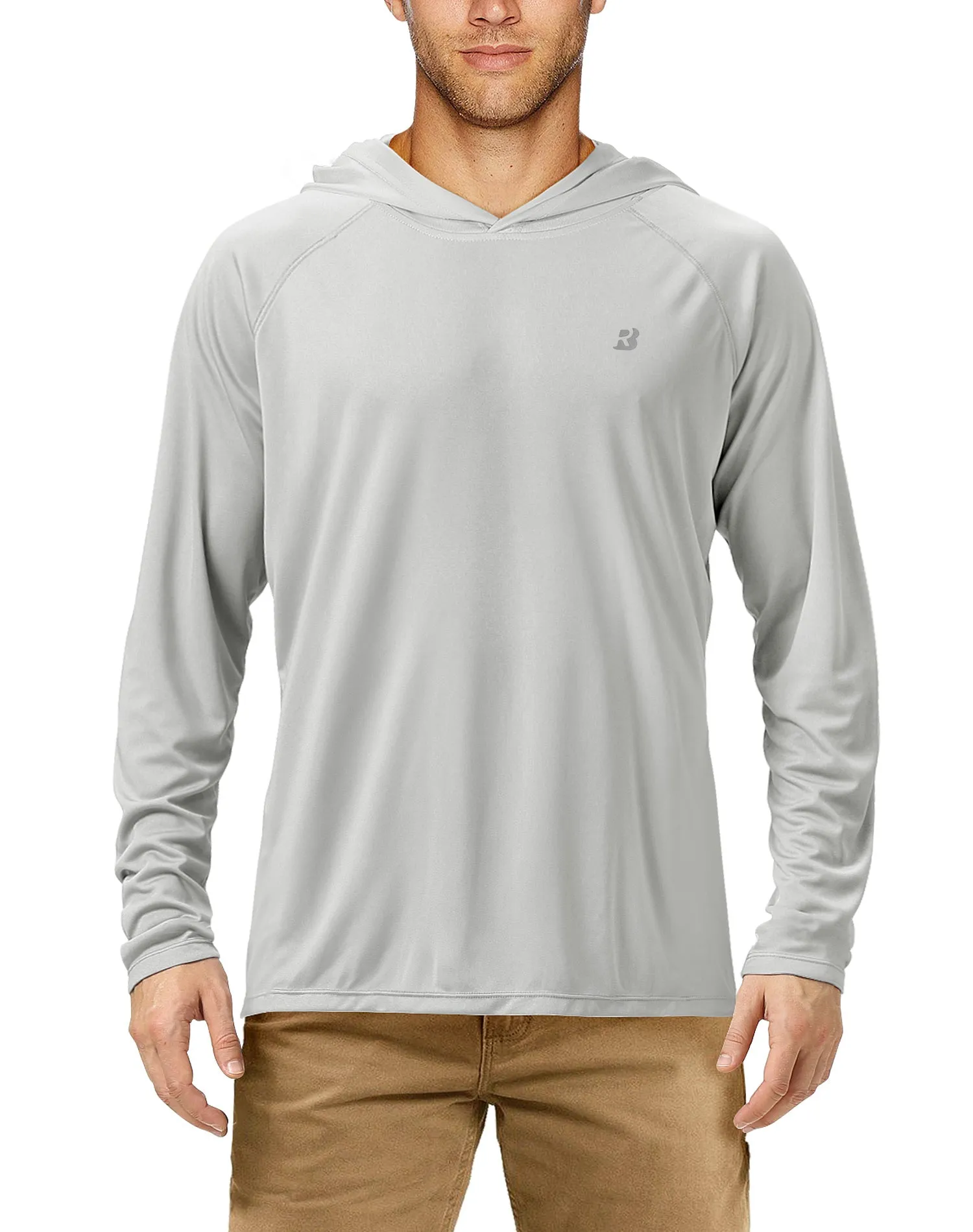 Roadbox Men's UPF 50  Sun Protection Long Sleeve Hoodie Shirt Outdoor UV Fishing Shirts for Workout, Running, Fishing, Hiking