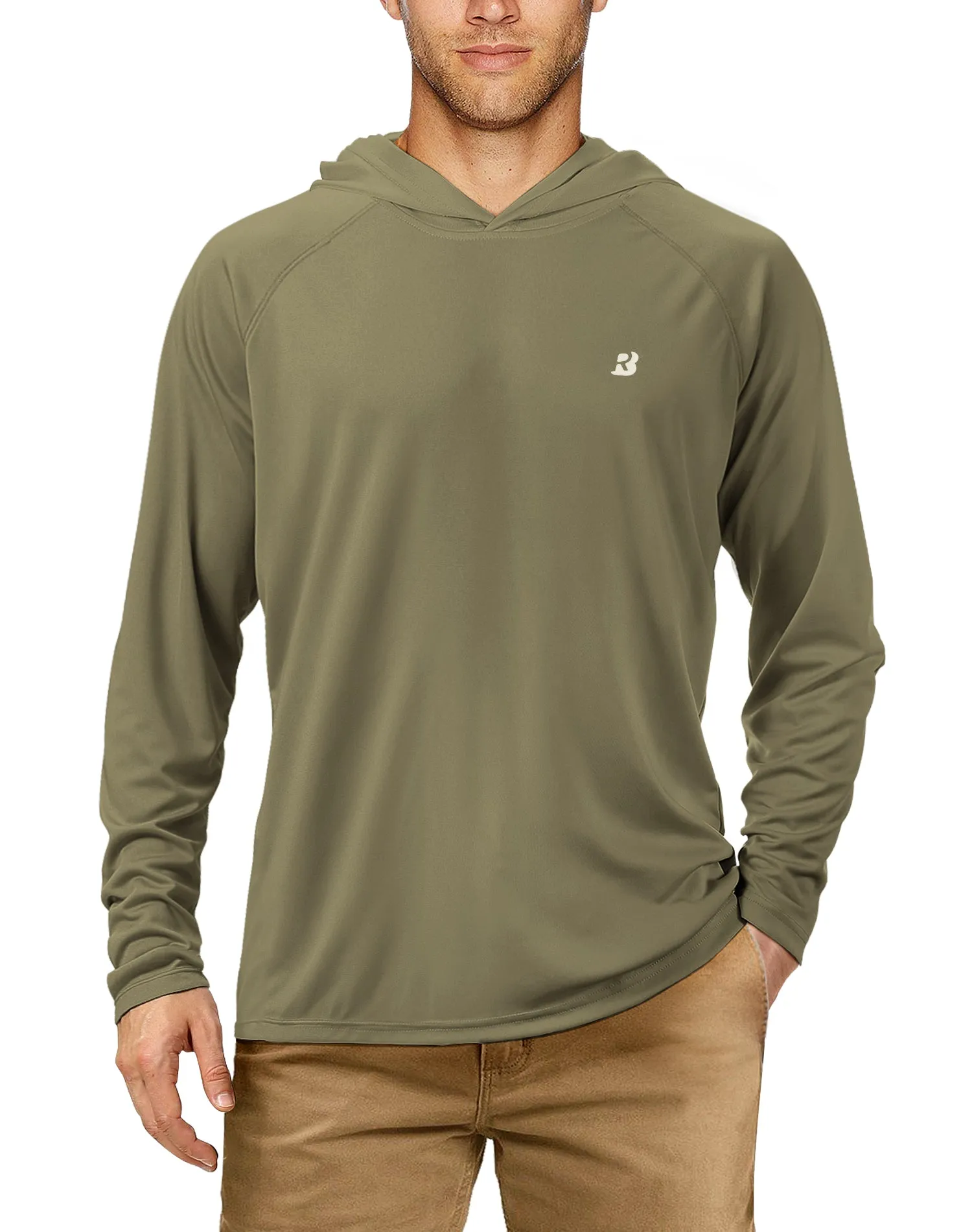Roadbox Men's UPF 50  Sun Protection Long Sleeve Hoodie Shirt Outdoor UV Fishing Shirts for Workout, Running, Fishing, Hiking