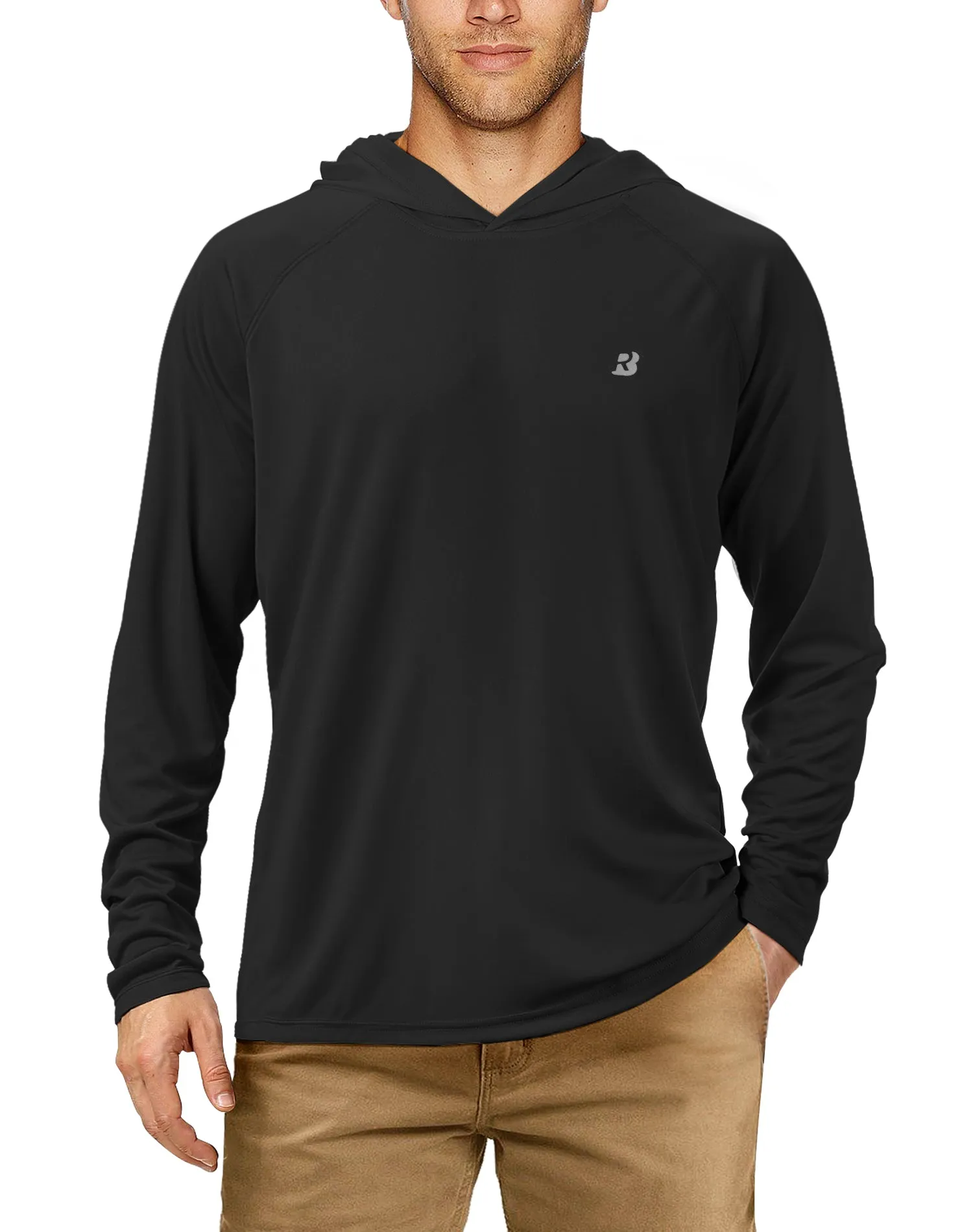 Roadbox Men's UPF 50  Sun Protection Long Sleeve Hoodie Shirt Outdoor UV Fishing Shirts for Workout, Running, Fishing, Hiking
