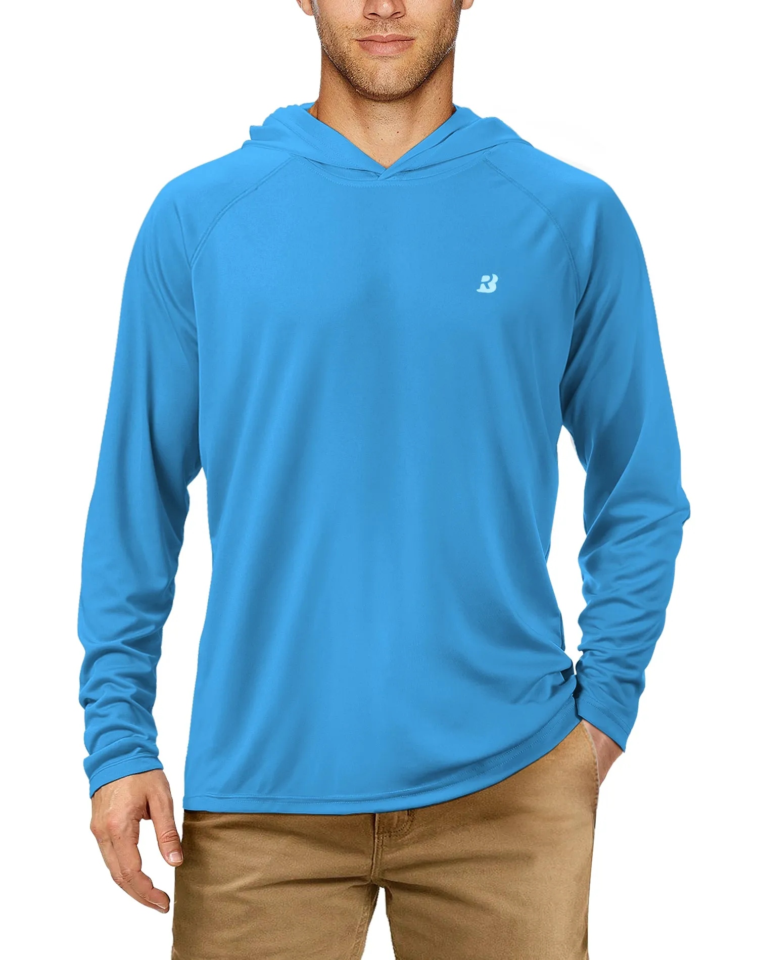Roadbox Men's UPF 50  Sun Protection Long Sleeve Hoodie Shirt Outdoor UV Fishing Shirts for Workout, Running, Fishing, Hiking
