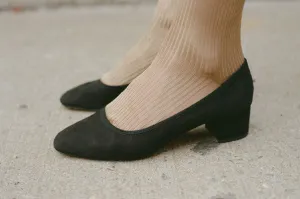 ROBERTA BALLERINA, BLACK SUEDE