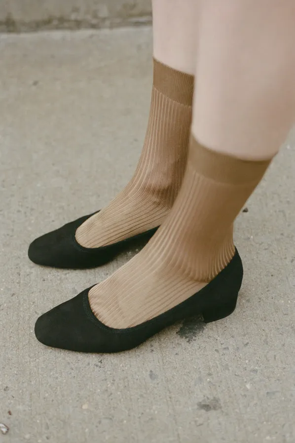 ROBERTA BALLERINA, BLACK SUEDE