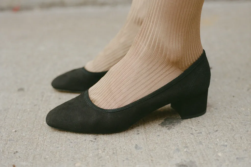 ROBERTA BALLERINA, BLACK SUEDE