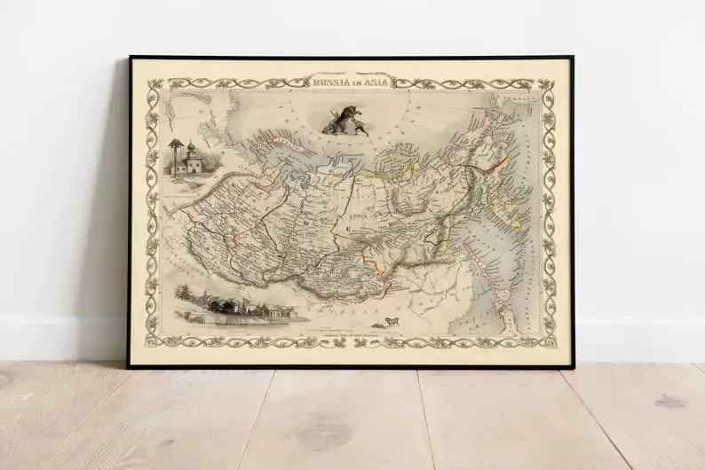 Russia in Asia Map Poster| Vintage Map Russia