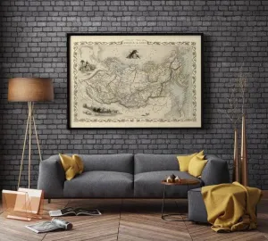 Russia in Asia Map Poster| Vintage Map Russia