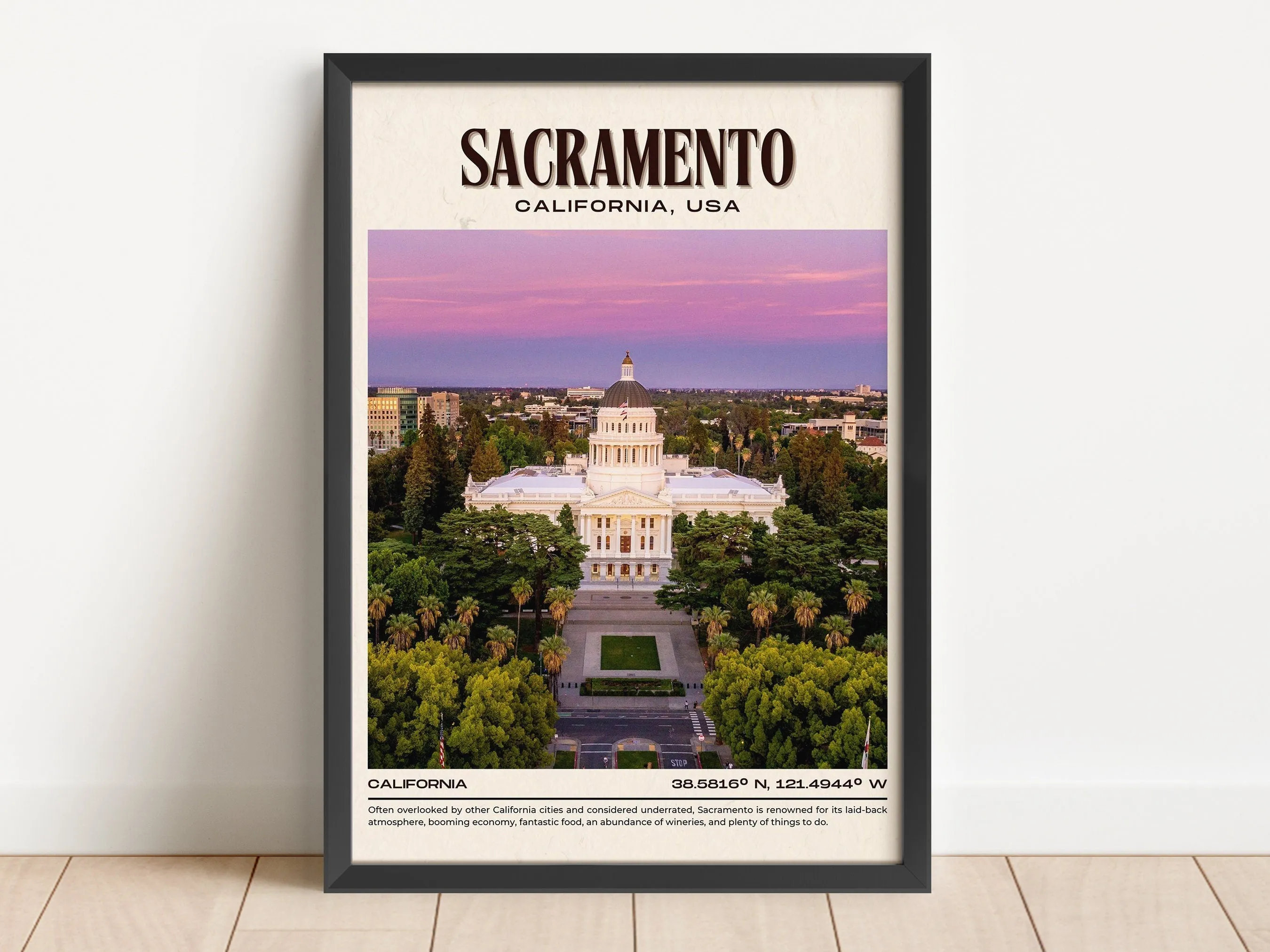 Sacramento Vintage Wall Art, California, USA