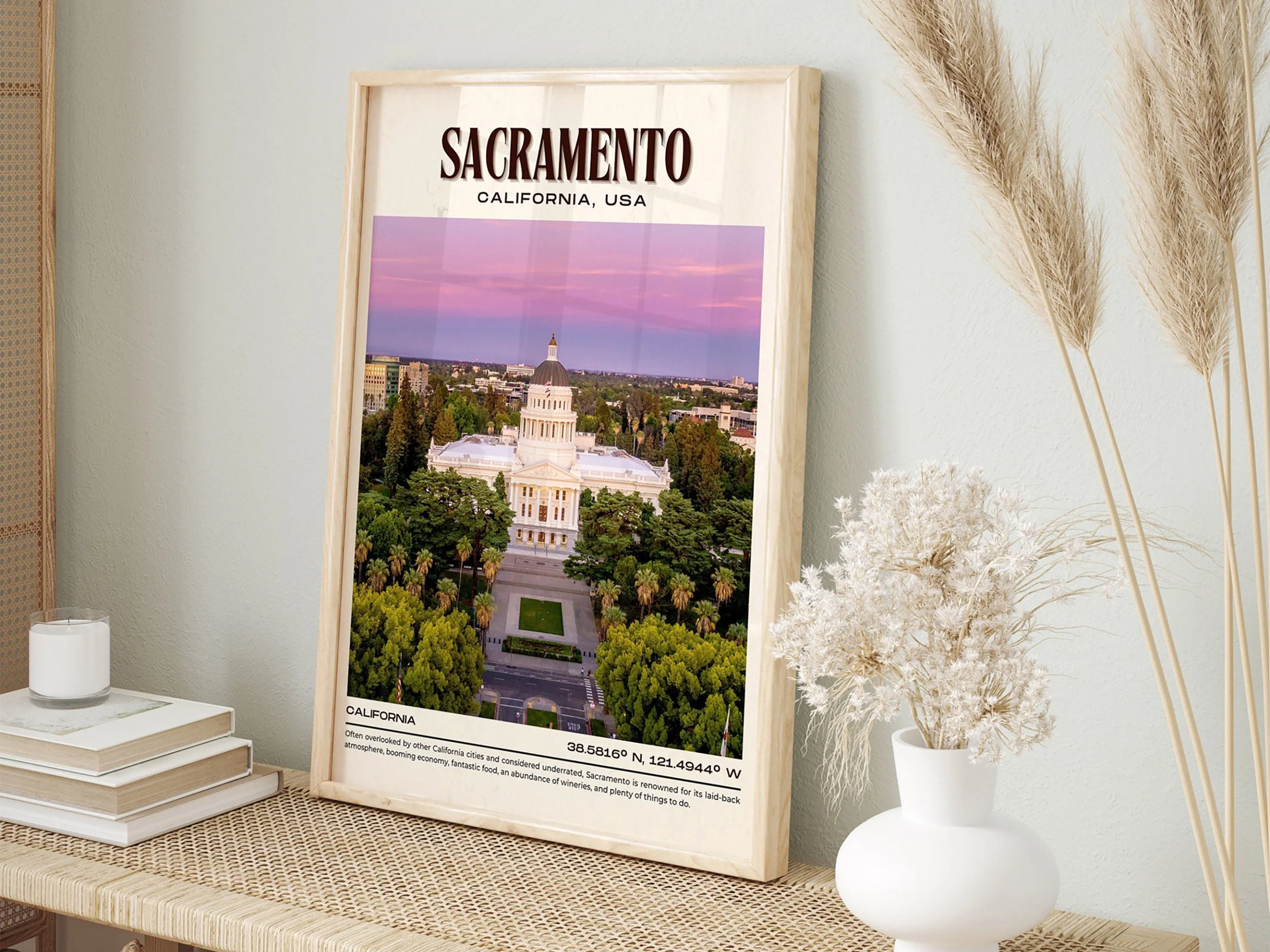 Sacramento Vintage Wall Art, California, USA