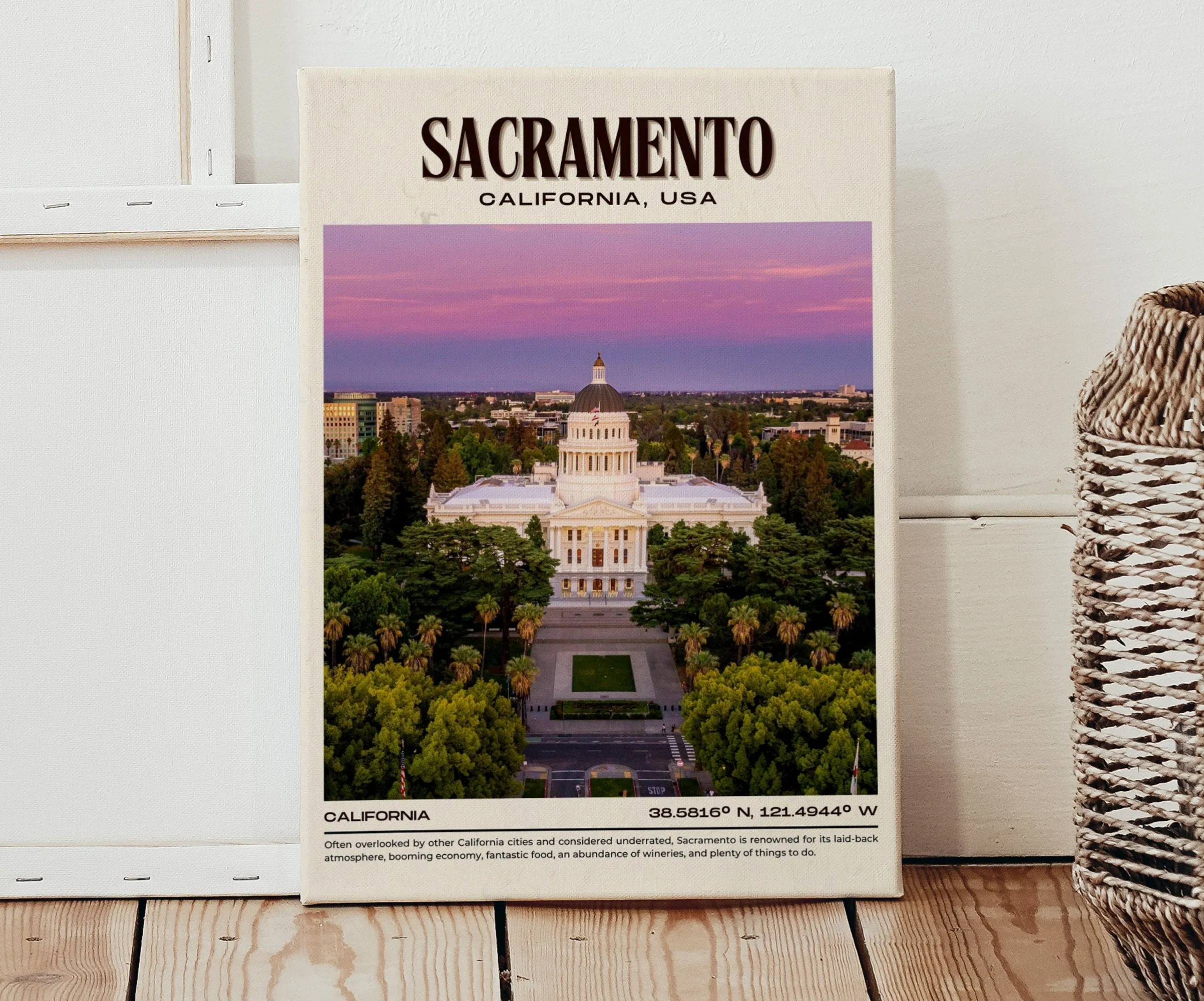 Sacramento Vintage Wall Art, California, USA