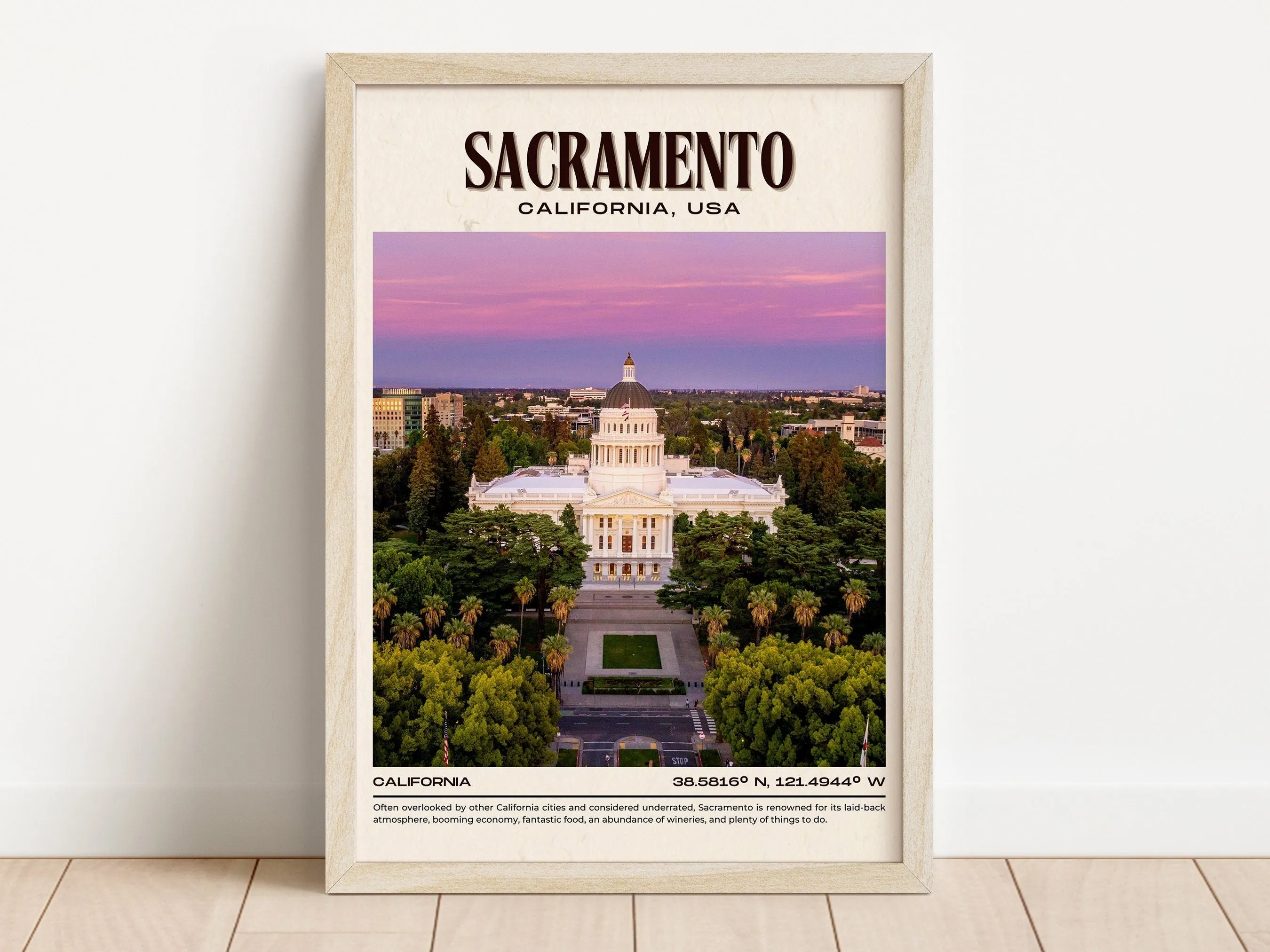 Sacramento Vintage Wall Art, California, USA