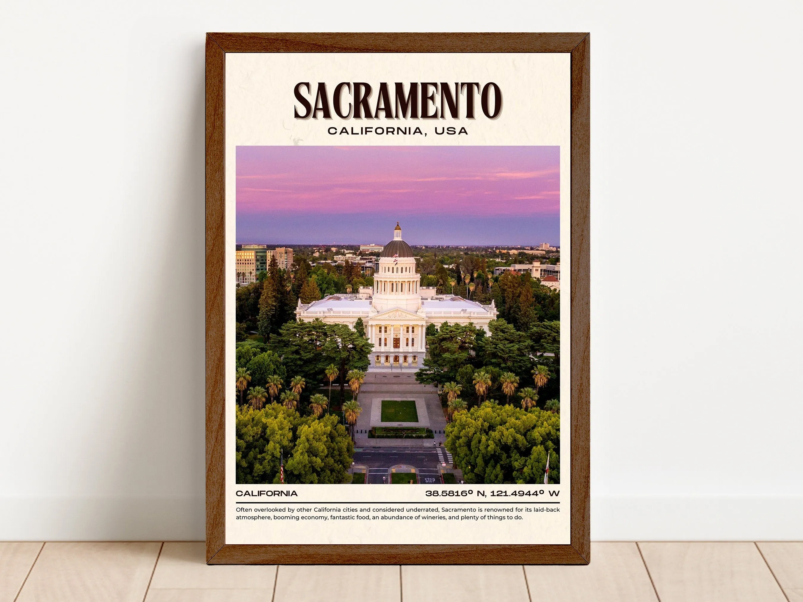 Sacramento Vintage Wall Art, California, USA