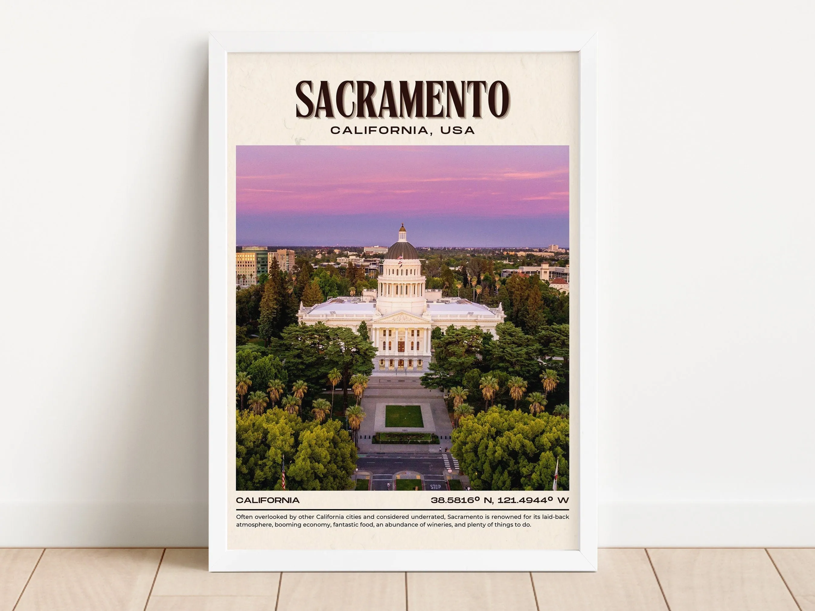 Sacramento Vintage Wall Art, California, USA