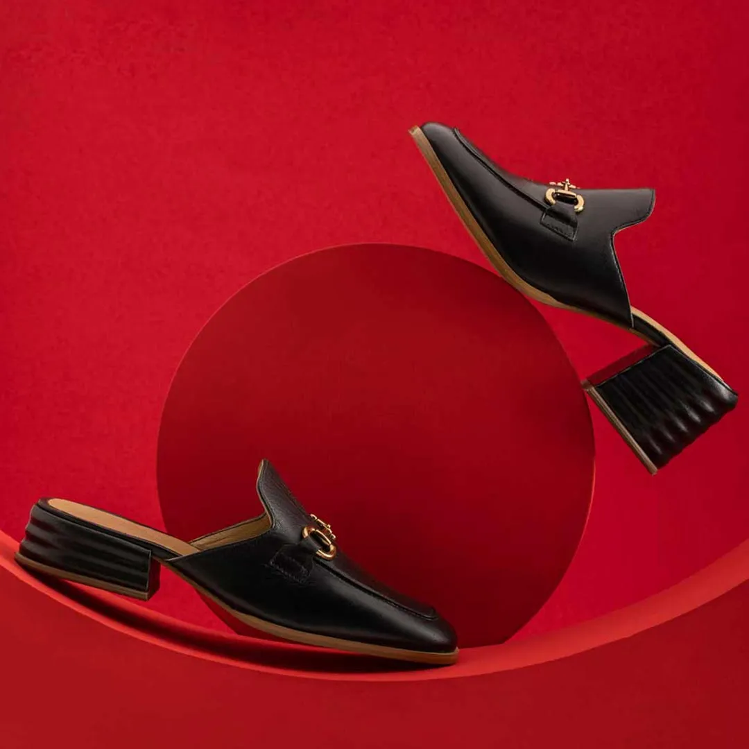 Saint Liona Black Leather Moccasins
