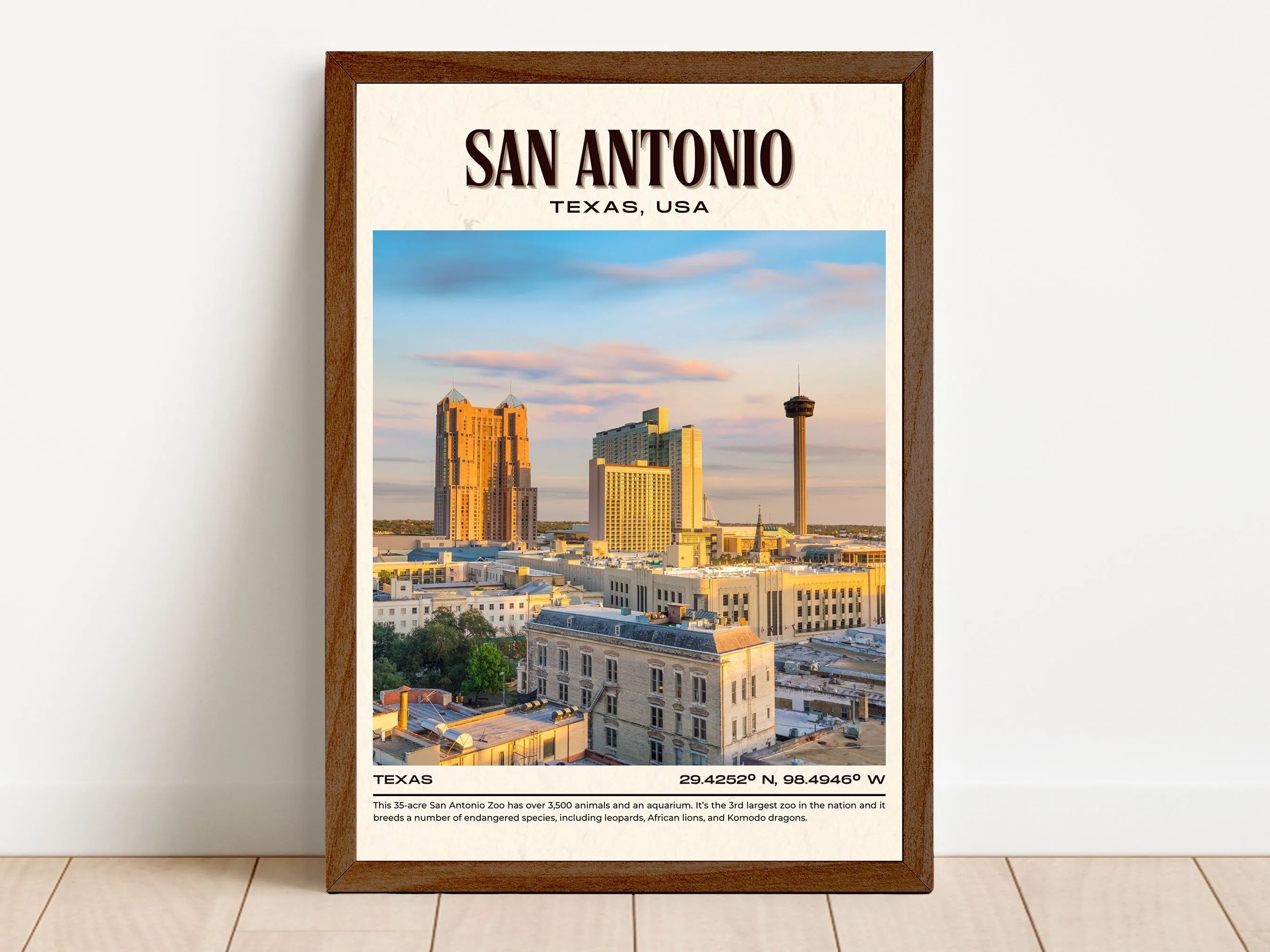 San Antonio Vintage Wall Art, Texas, USA