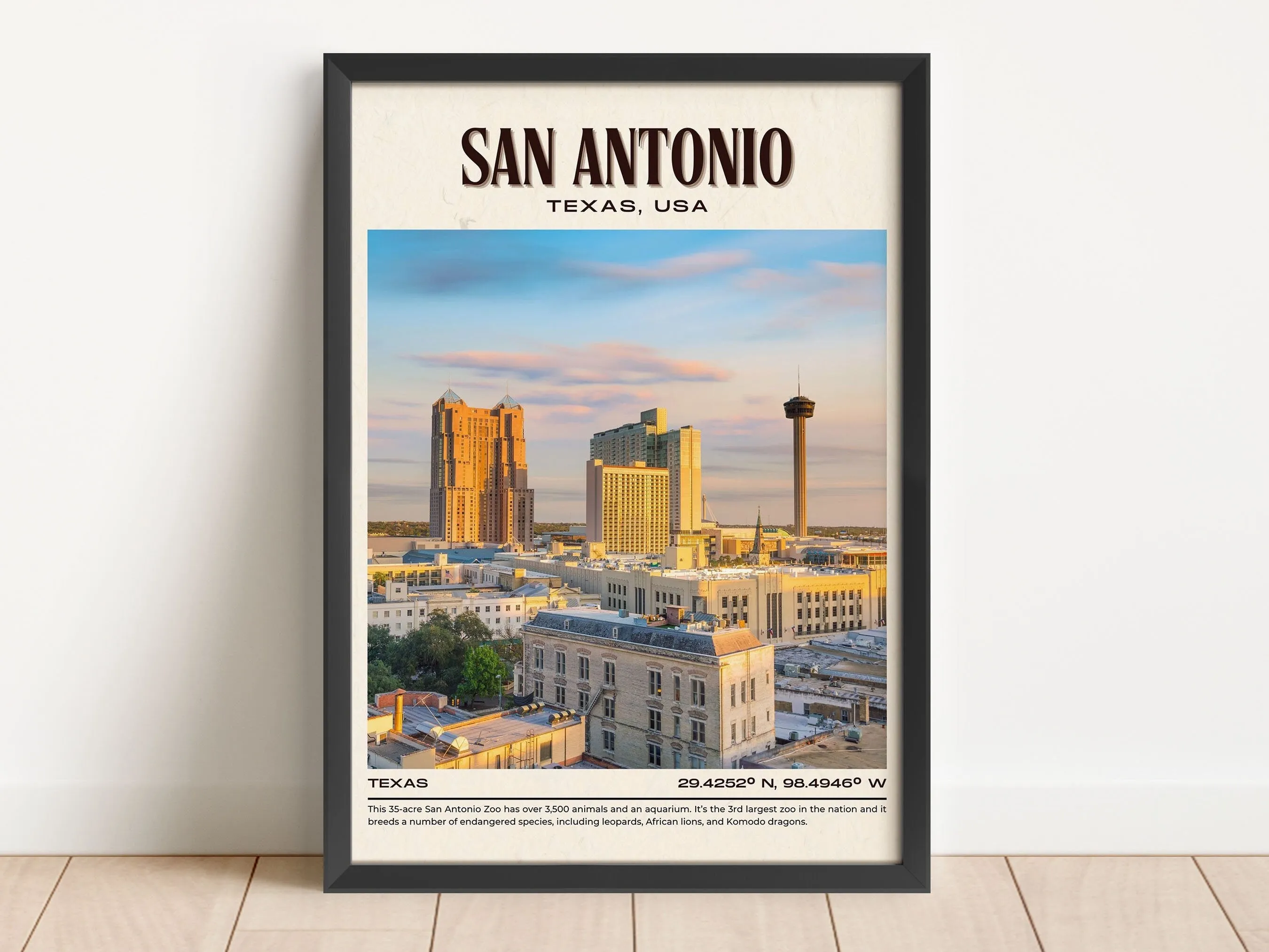 San Antonio Vintage Wall Art, Texas, USA
