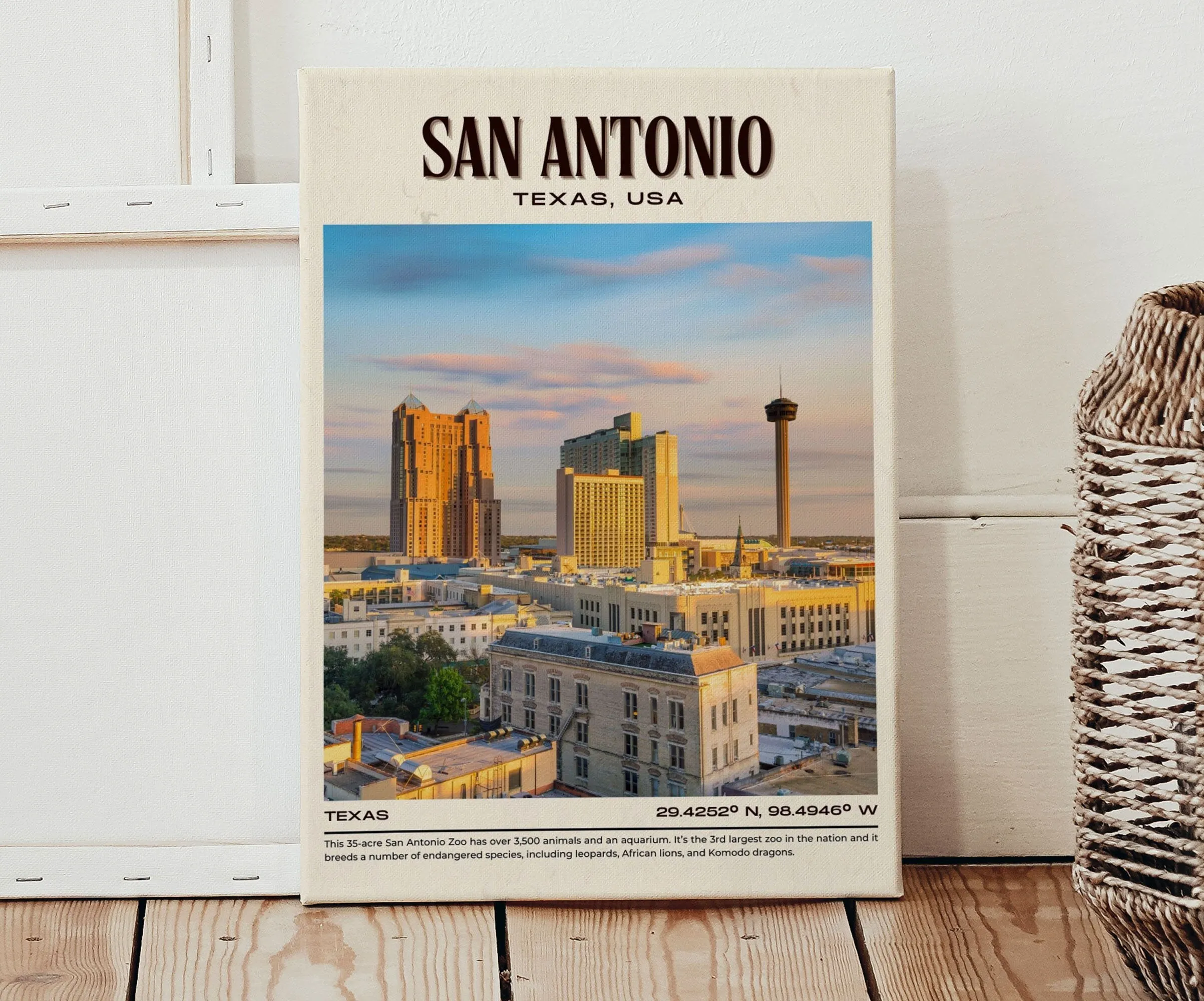 San Antonio Vintage Wall Art, Texas, USA