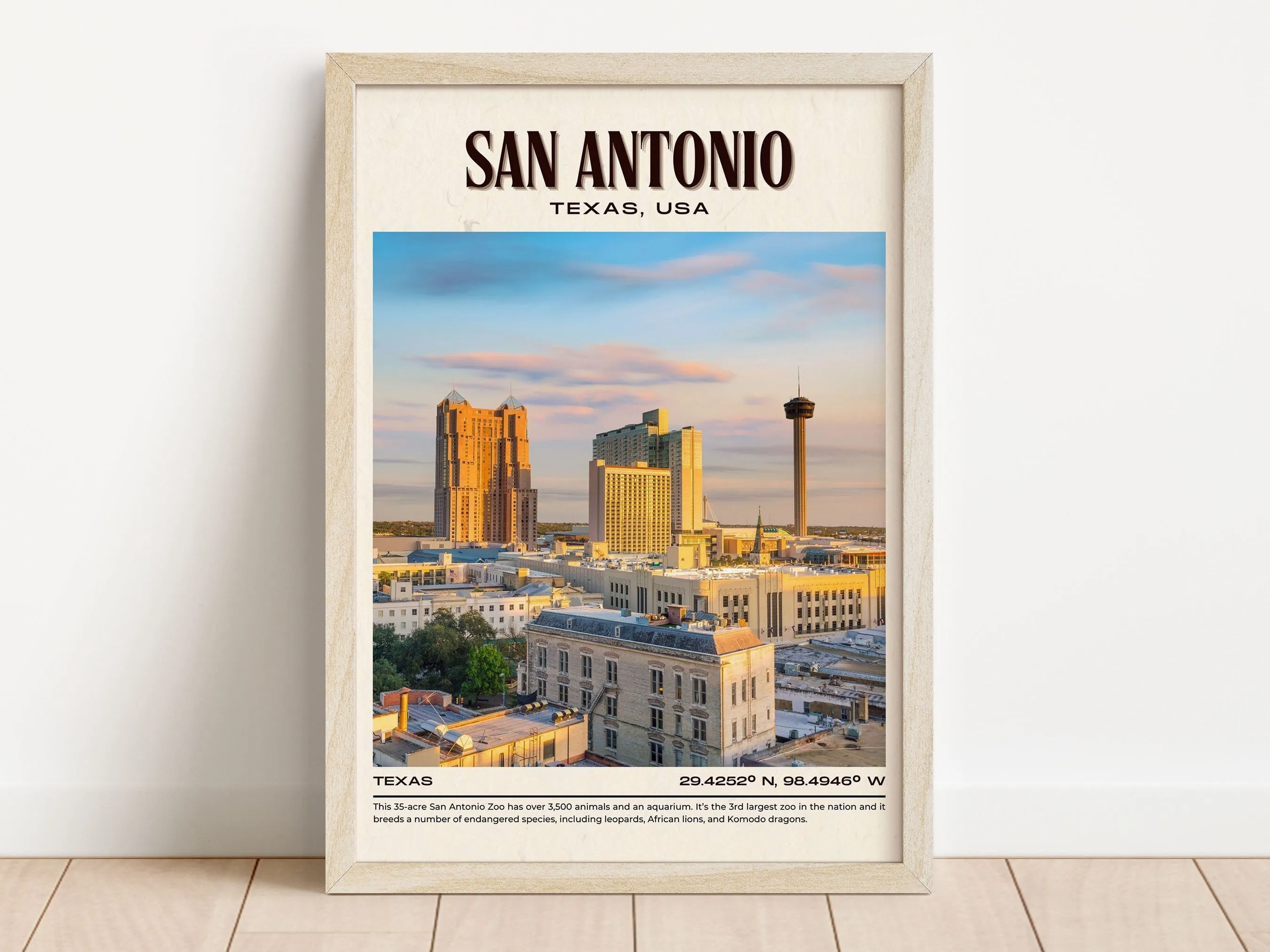 San Antonio Vintage Wall Art, Texas, USA