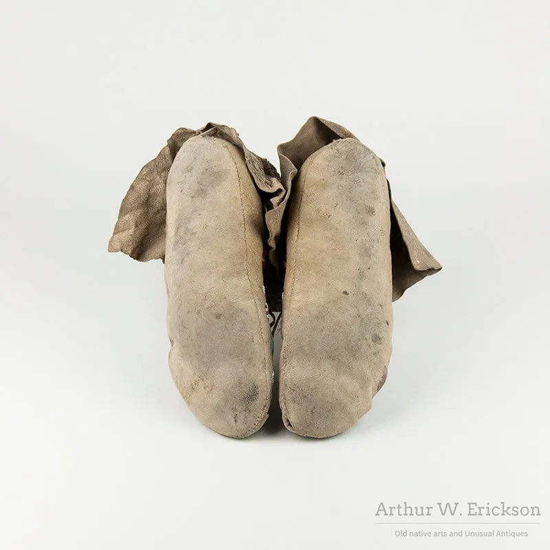 Sarsi (Tsuu T'ina) Partially Beaded Moccasins