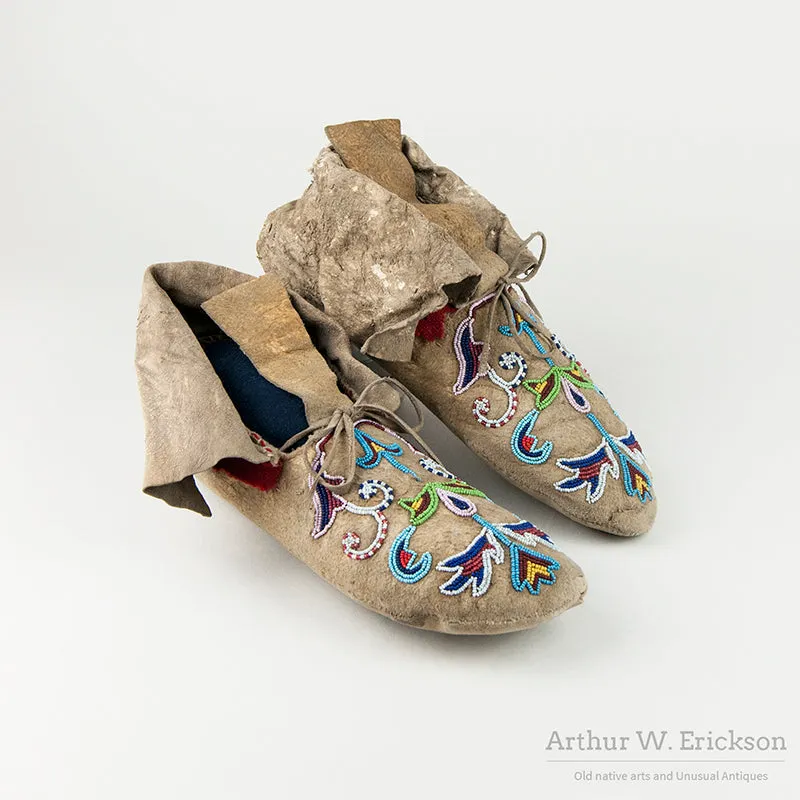 Sarsi (Tsuu T'ina) Partially Beaded Moccasins