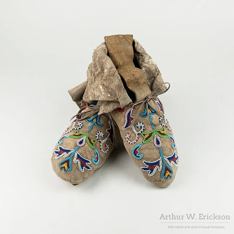 Sarsi (Tsuu T'ina) Partially Beaded Moccasins