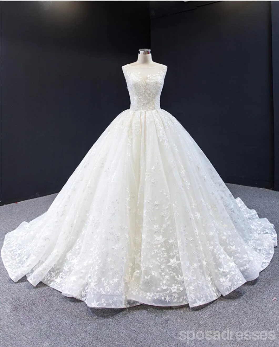 Scoop A-line Cute Lace Wedding Dresses Online, Cheap Bridal Dresses, WD619