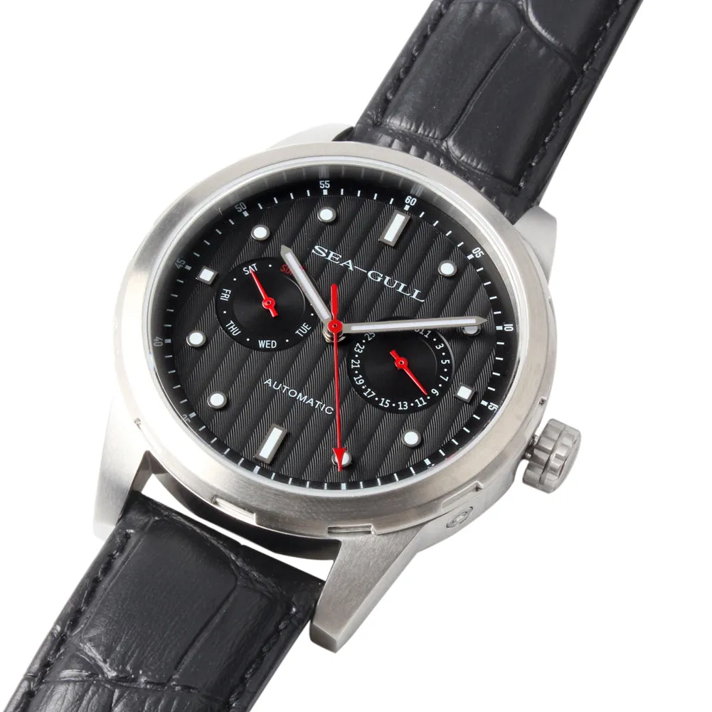 Seagull 42mm automatic wristwatch mechanical day date display self wind watch 5122 sapphire crystal
