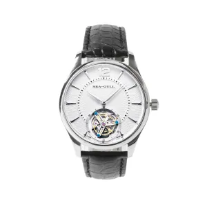 Seagull tourbillon watch mechanical manual wind alligator leather strap sapphire crystal 818.17.8810