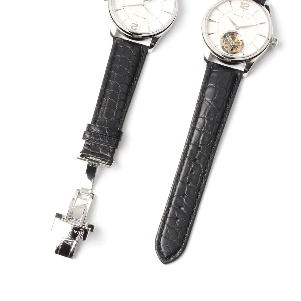Seagull tourbillon watch mechanical manual wind alligator leather strap sapphire crystal 818.17.8810