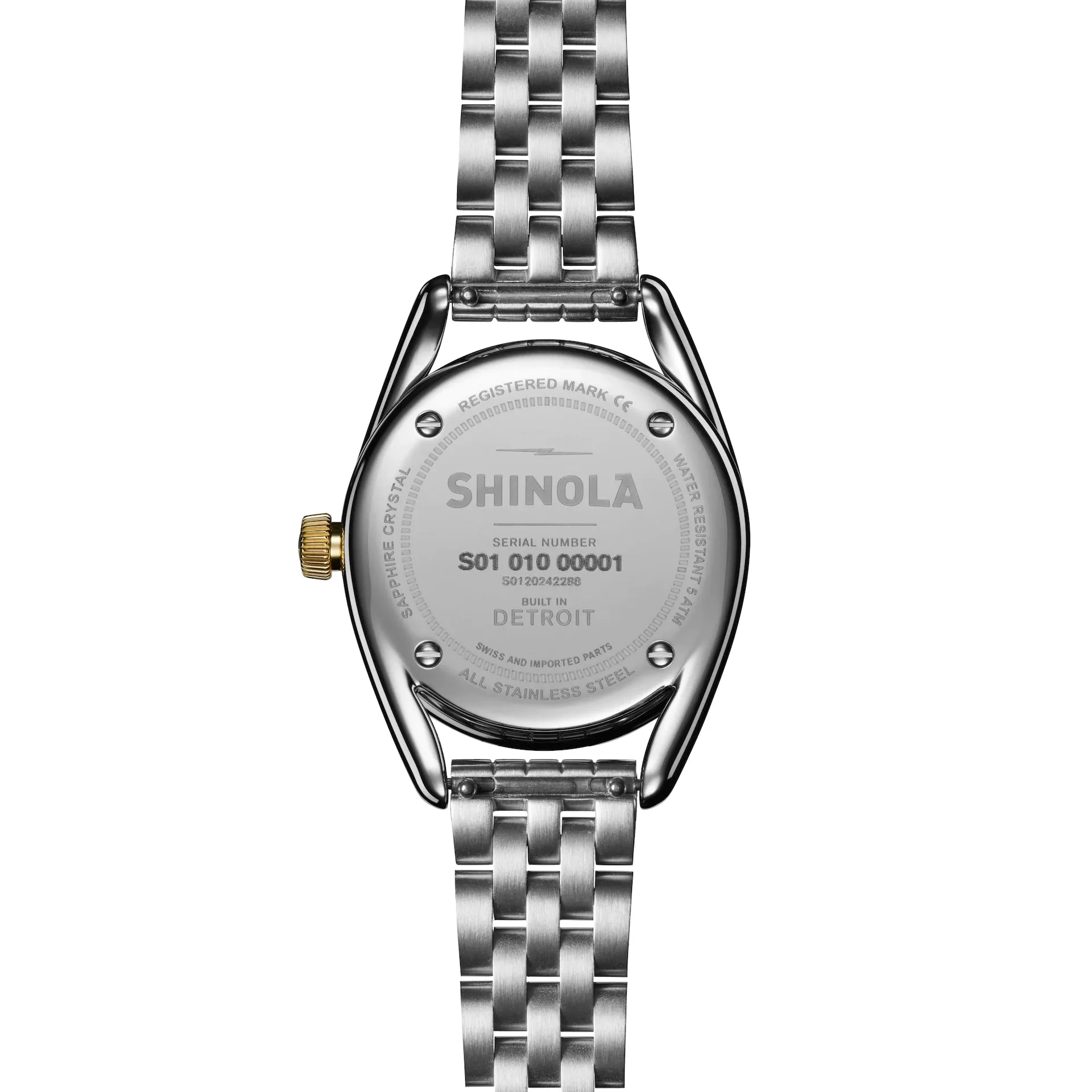 Shinola, The Derby 30mm White Dial Two Tone PVD Bracelet