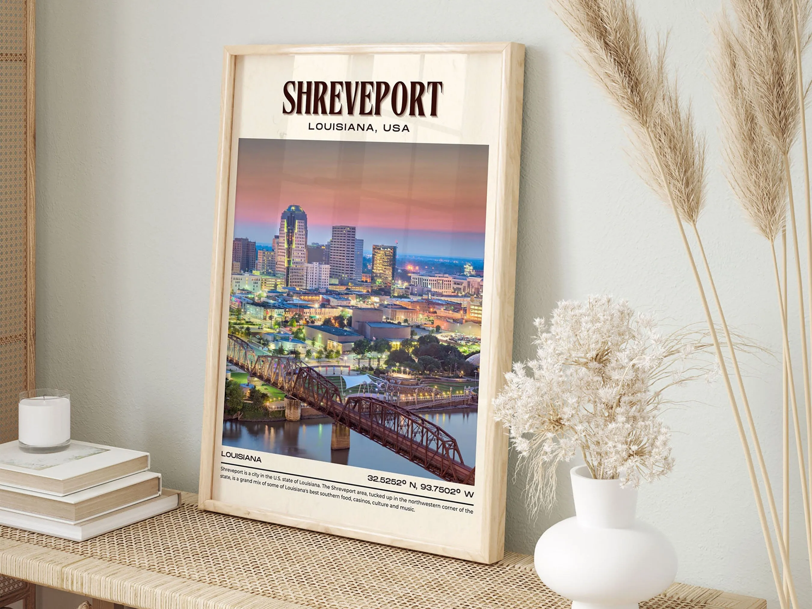 Shreveport Vintage Wall Art, Louisiana, USA
