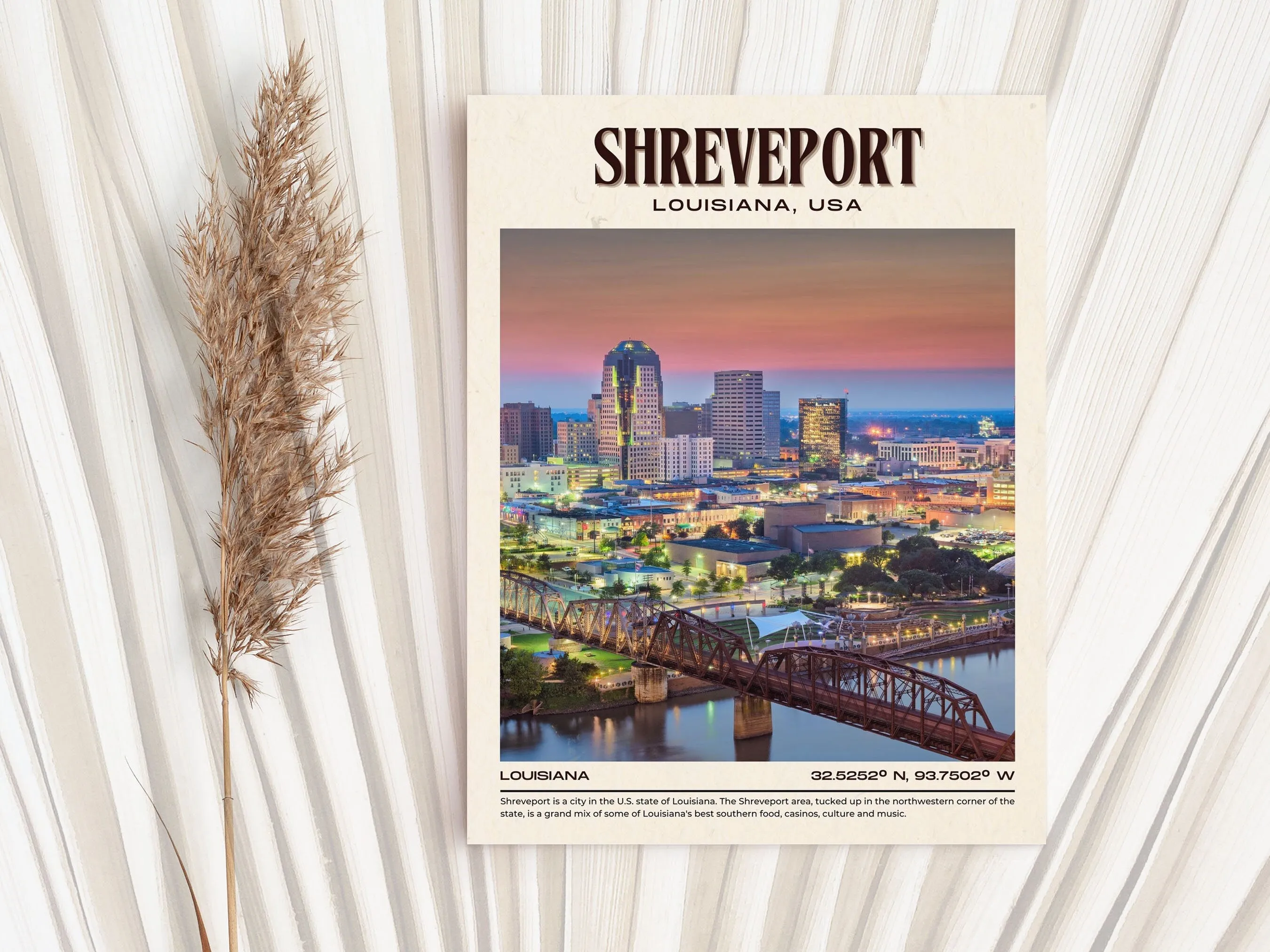 Shreveport Vintage Wall Art, Louisiana, USA
