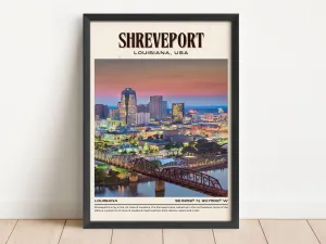 Shreveport Vintage Wall Art, Louisiana, USA