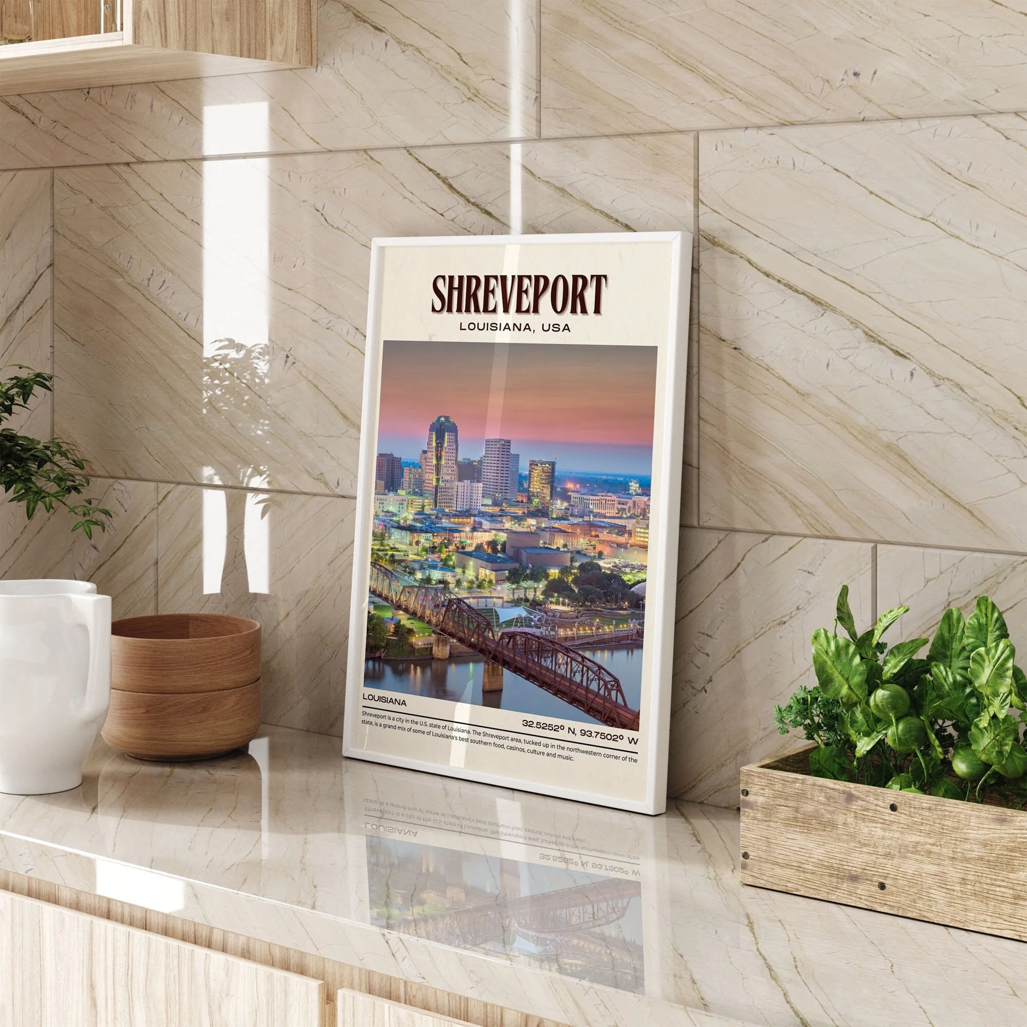 Shreveport Vintage Wall Art, Louisiana, USA