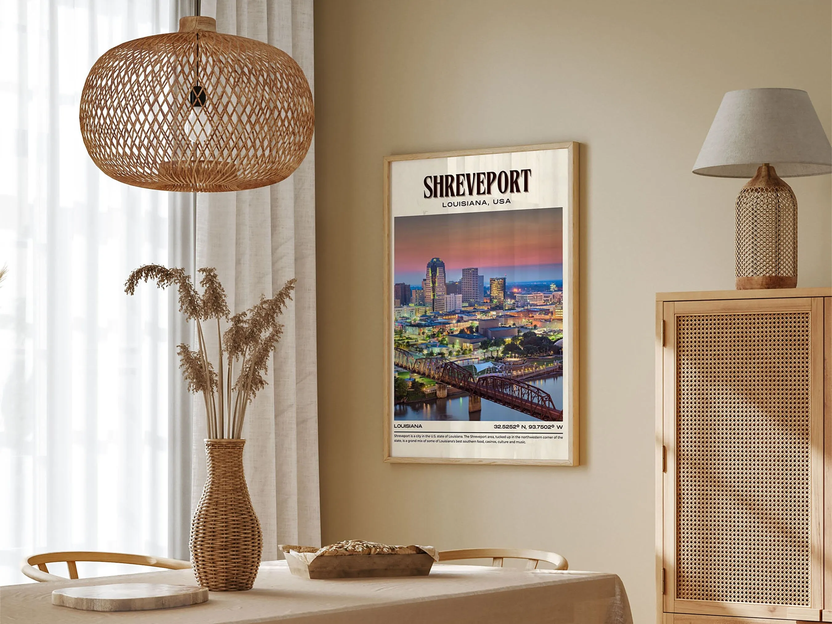 Shreveport Vintage Wall Art, Louisiana, USA
