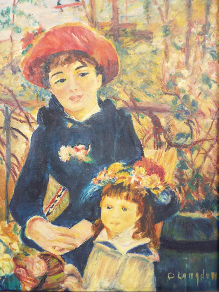 Signed Oil On Canvas Painting ~ O Langdon ~ "On The Terrace' after Renoir