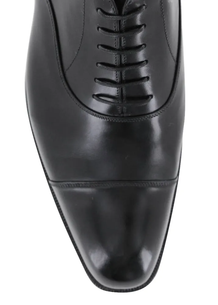 Silvano Lattanzi Black Cap Toe Oxford Shoes