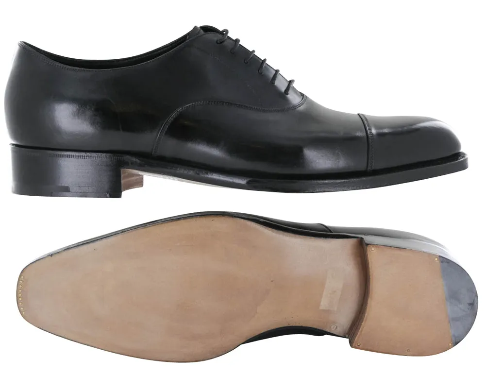 Silvano Lattanzi Black Cap Toe Oxford Shoes
