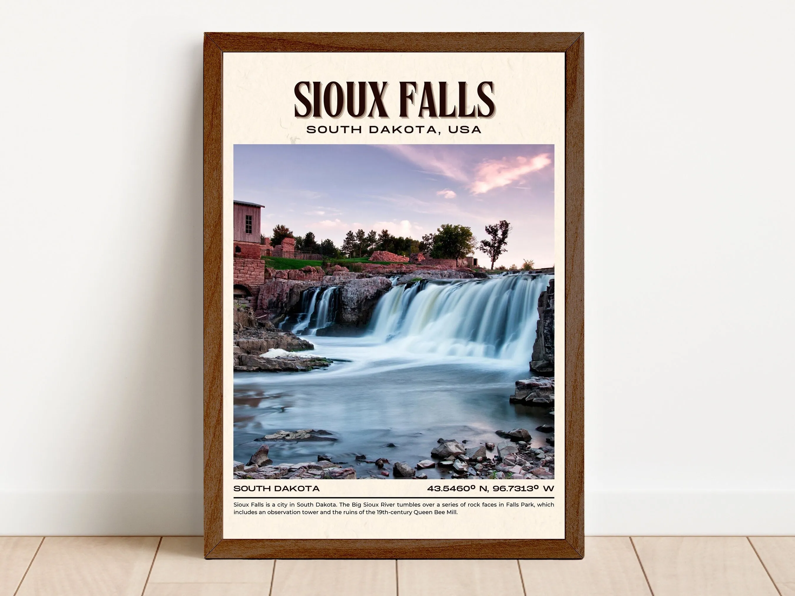 Sioux Falls Vintage Wall Art, South Dakota, USA